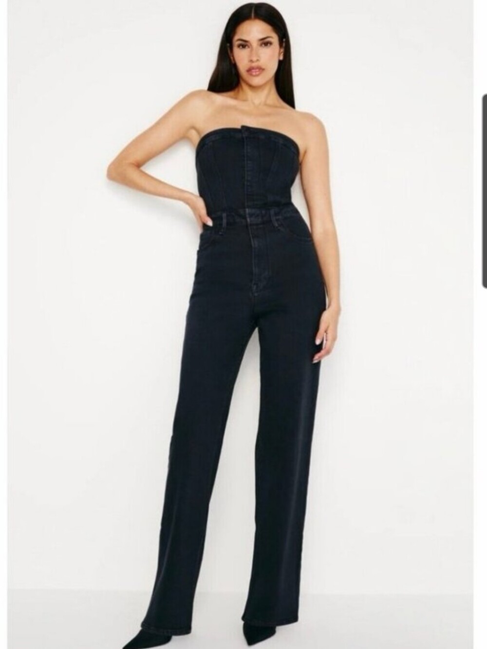 NWT Good American Fit For Success Denim Jumpsuit